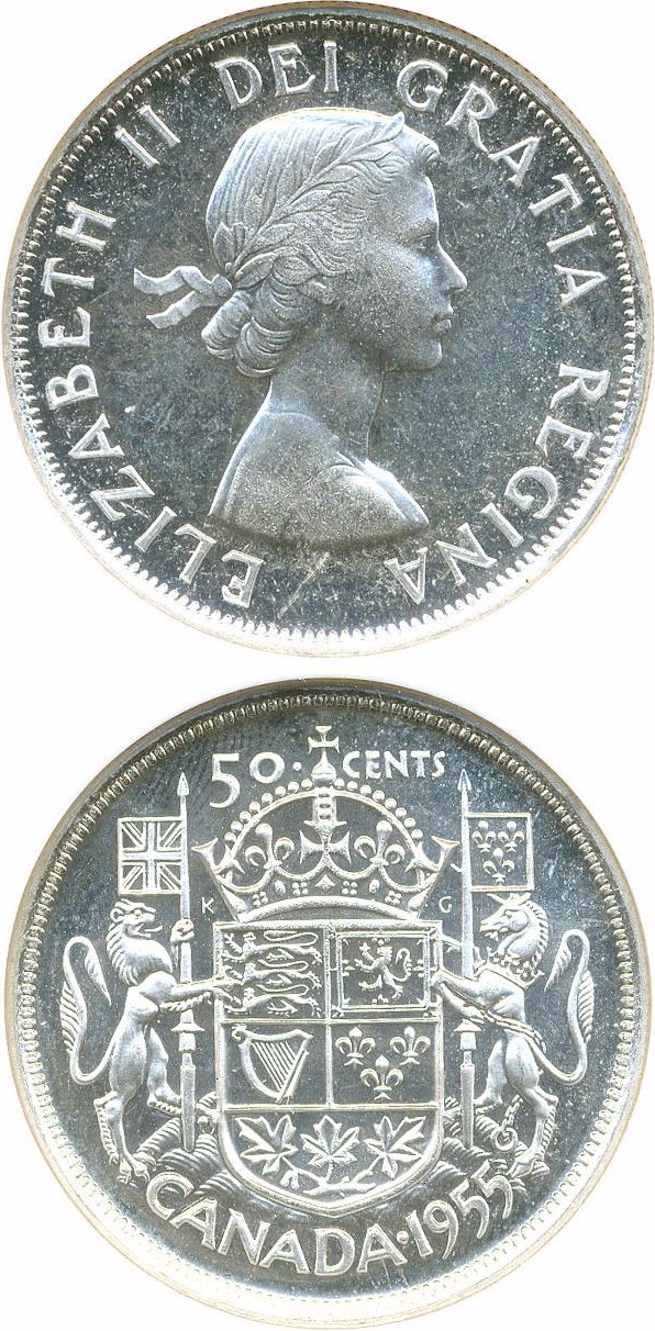 image for: Canada: 1955 50C NGC PL66
