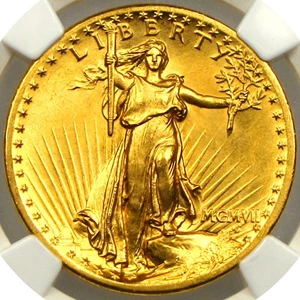 image for: 1907 $20 NGC MS65 (High Relief, Flat Edge)