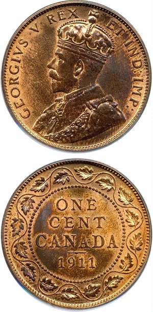 image for: Canada: 1911 1c PCGS MS64 RB