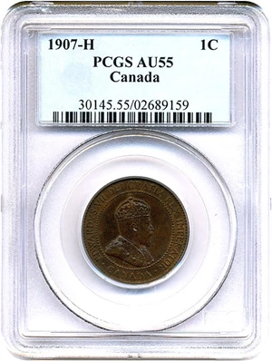 image for: Canada: 1907-H 1c PCGS AU55