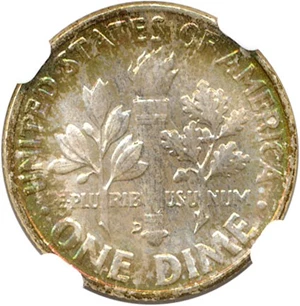 image for: 1957-D 10c NGC MS68 * Color *