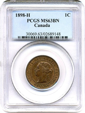 image for: Canada: 1898-H 1c PCGS MS63 BN