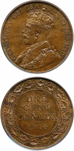 image for: Canada: 1914 1c PCGS MS63 BN