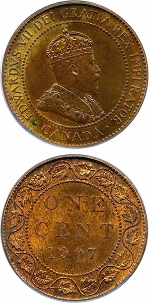 image for: Canada: 1907 1c PCGS MS63 RB