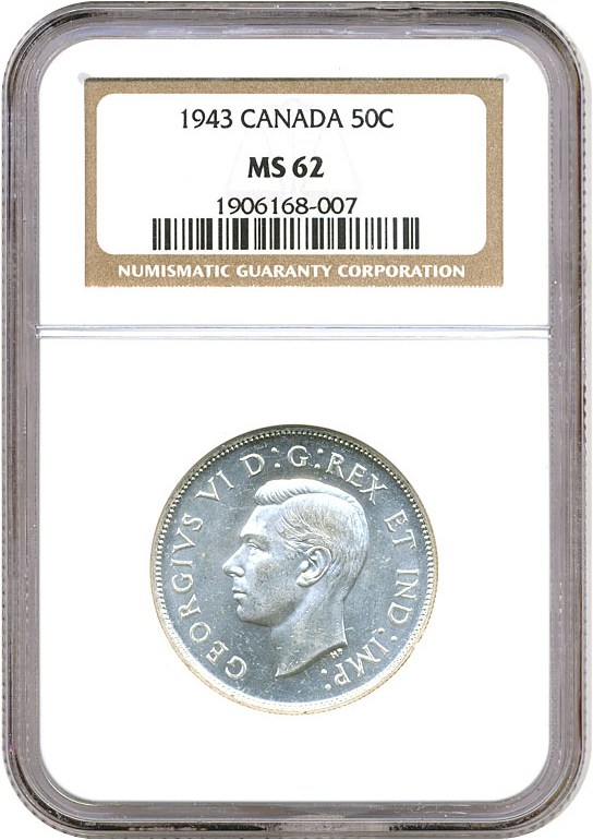 image for: Canada: 1943 50C NGC MS62