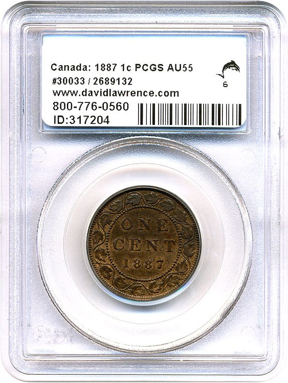 image for: Canada: 1887 1c PCGS AU55