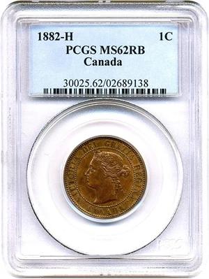image for: Canada: 1882-H 1c PCGS MS62 RB