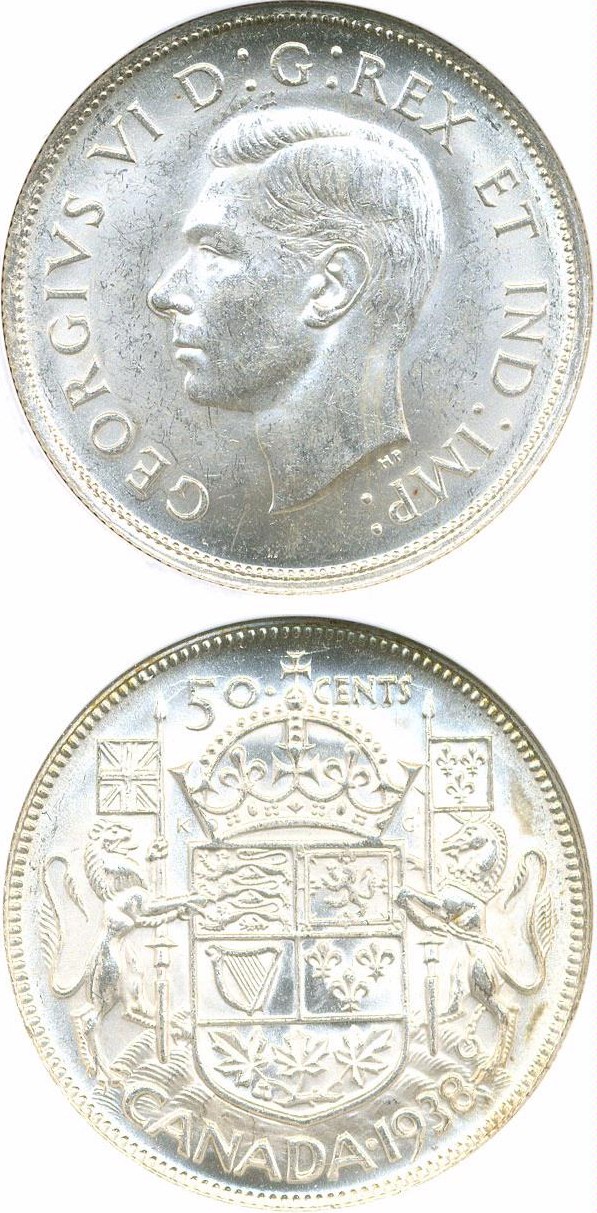 image for: Canada: 1938 50C NGC MS62