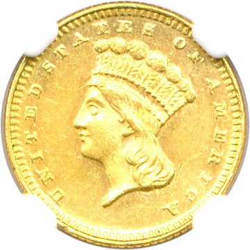 image for: 1873 G$1 NGC/CAC MS62 (Closed 3)