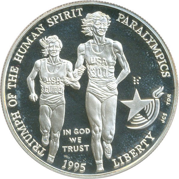 image for: 1995-P $1 PCGS Proof 69 DCameo (Paralympics Blind Runner)