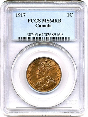image for: Canada: 1917 1c PCGS MS64 RB
