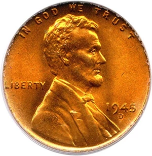 image for: 1945-D 1c PCGS MS67 RD