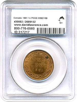 image for: Canada: 1901 1c PCGS MS63 RB