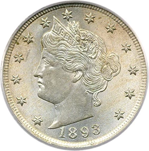 image for: 1893 5c PCGS MS63