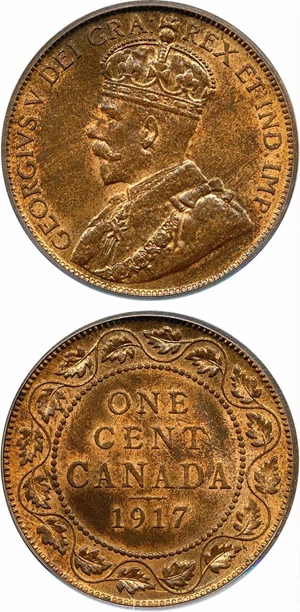 image for: Canada: 1917 1c PCGS MS64 RB