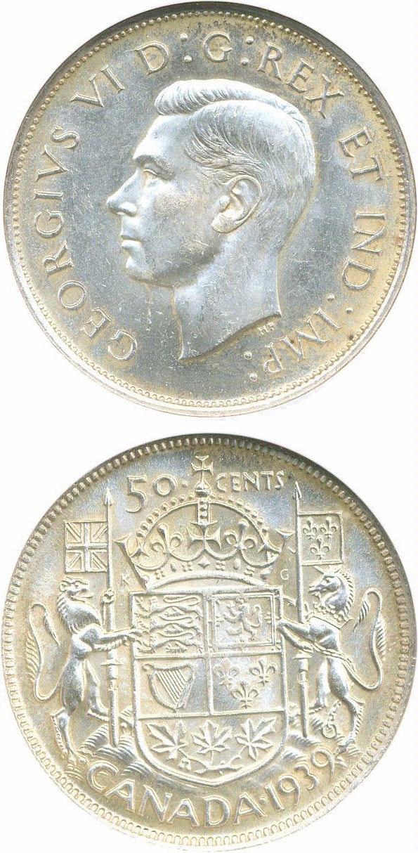 image for: Canada: 1939 50C NGC MS62