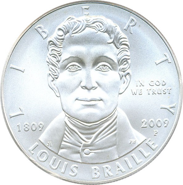 image for: 2009-P $1 PCGS MS69 (Louis Braille)