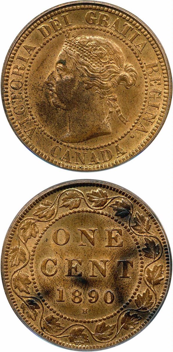 image for: Canada: 1890-H 1c PCGS MS62 RB