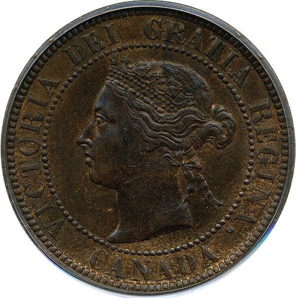 image for: Canada: 1887 1c PCGS AU55