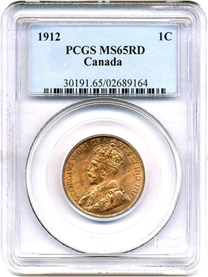 image for: Canada: 1912 1c PCGS MS65 RD