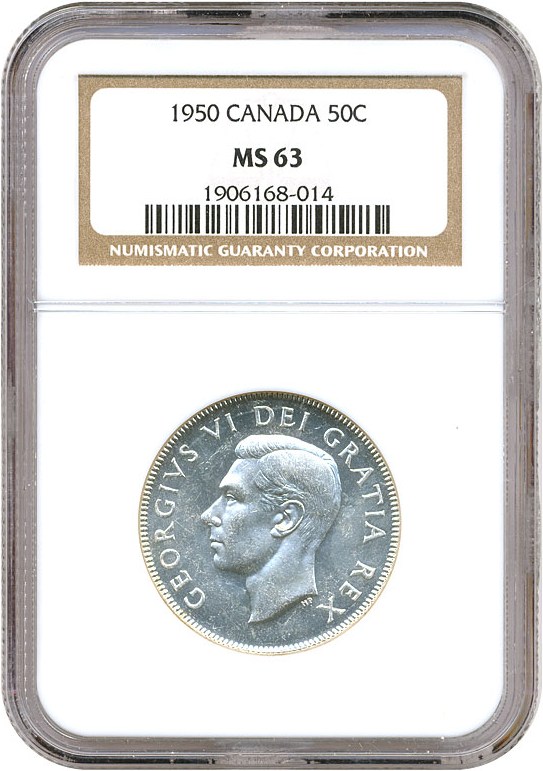 image for: Canada: 1950 50C NGC MS63