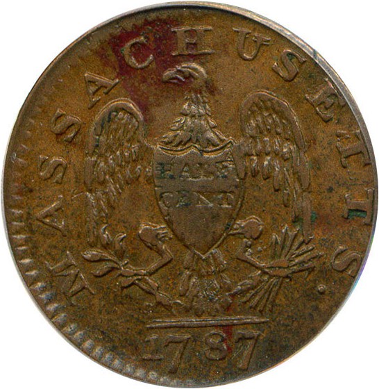 image for: 1787 1/2c PCGS/CAC XF45 (Massachusetts) ex: Eliasberg