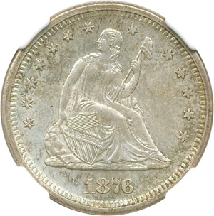 image for: 1876-S 25c NGC/CAC MS61