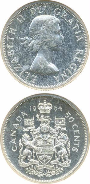 image for: Canada: 1964 50C NGC PL64
