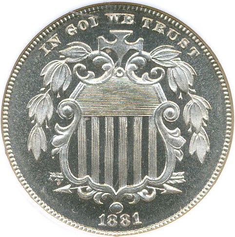 image for: 1881 5c NGC/CAC Proof 66 Cameo