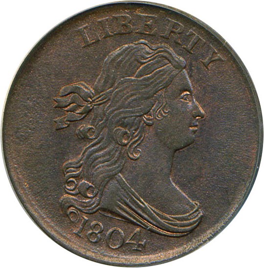 image for: 1804 1/2c PCGS MS63 BN