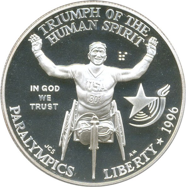 image for: 1996-P $1 PCGS Proof 69 DCameo (Paralympics Wheelchair)