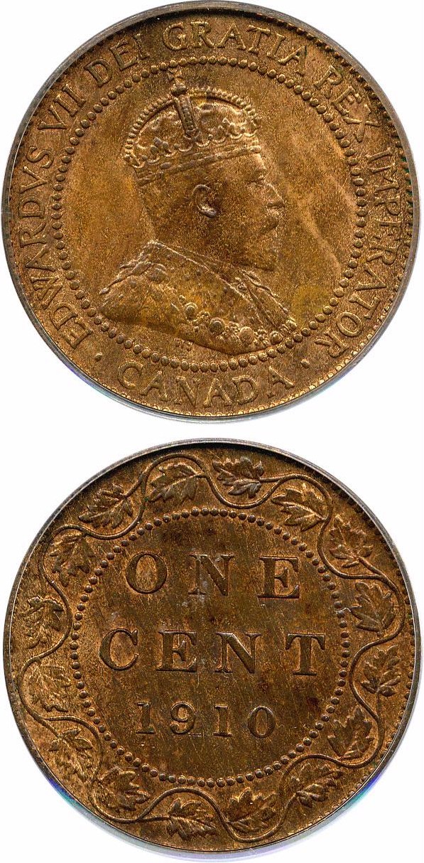 image for: Canada: 1910 1c PCGS MS62 RB