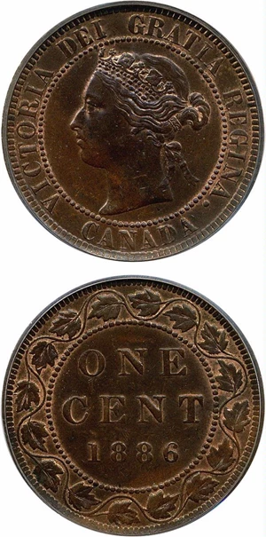 image for: Canada: 1886 1c PCGS AU55