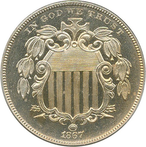 image for: 1867 5c PCGS Proof 65 Cameo (No Rays)