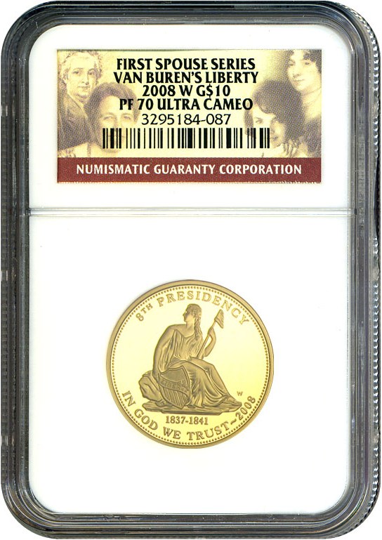 image for: 2008-W $10 NGC Proof 70 UCameo (Van Buren's Liberty)