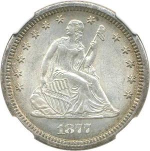 image for: 1877-CC 25c NGC/CAC MS63