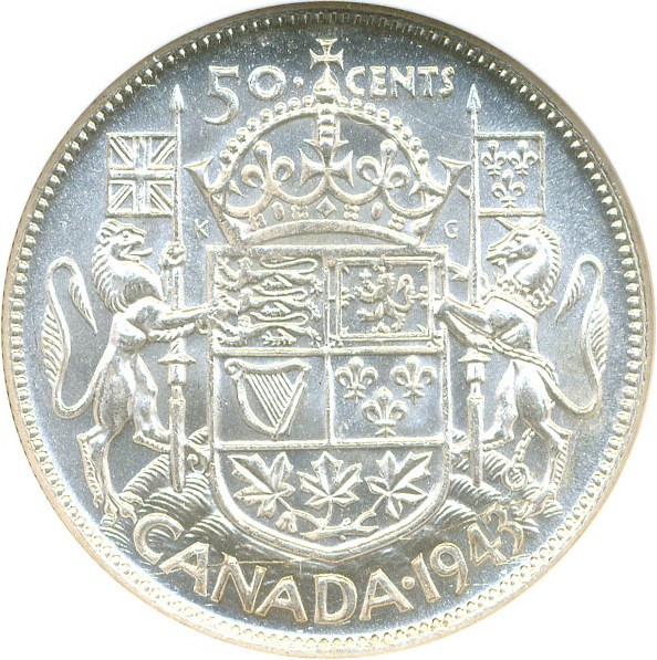 image for: Canada: 1943 50C NGC MS62