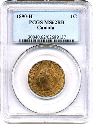 image for: Canada: 1890-H 1c PCGS MS62 RB