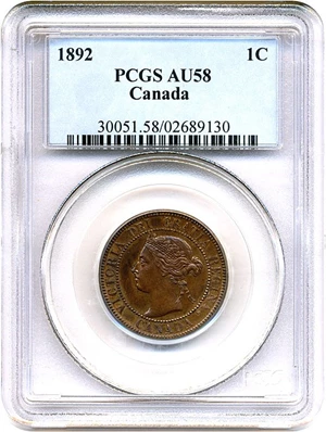 image for: Canada: 1892 1c PCGS AU58