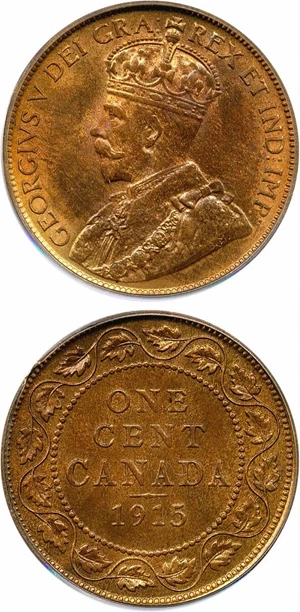 image for: Canada: 1915 1c PCGS MS64 RB