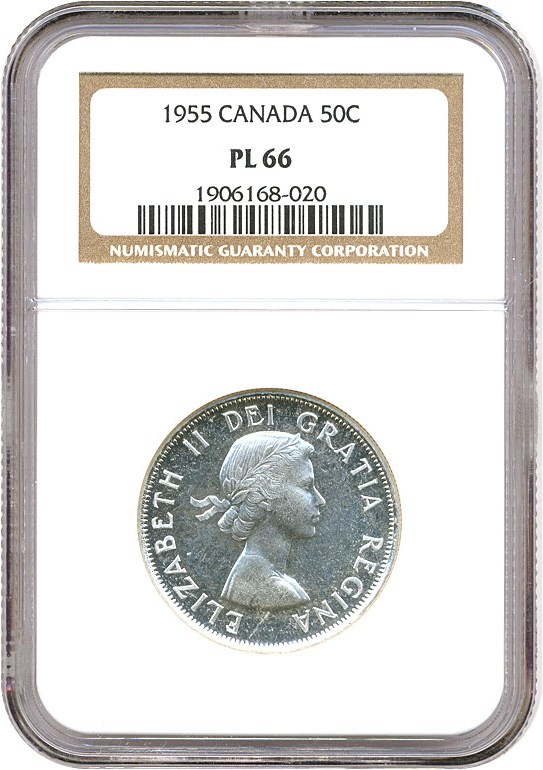 image for: Canada: 1955 50C NGC PL66