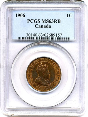 image for: Canada: 1906 1c PCGS MS63 RB
