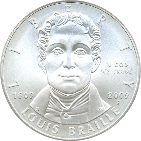 image for: 2009-P $1 PCGS MS69 (Louis Braille)