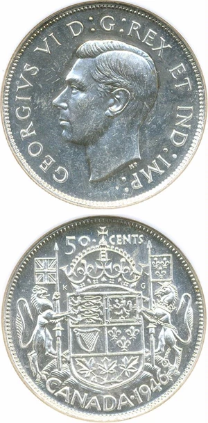 image for: Canada: 1946 50C NGC MS62