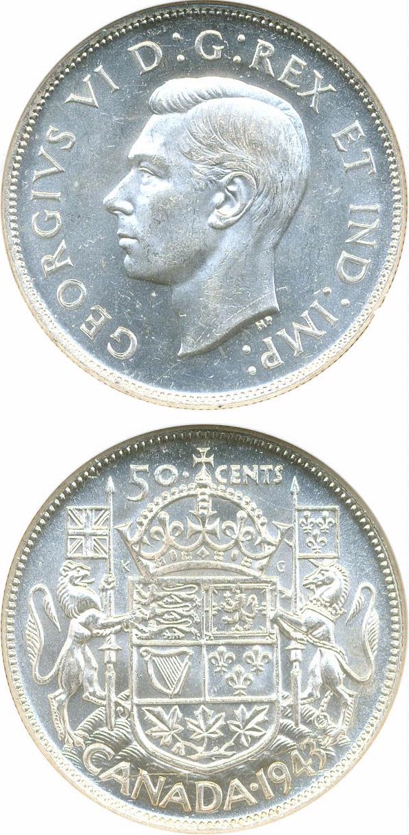 image for: Canada: 1943 50C NGC MS62