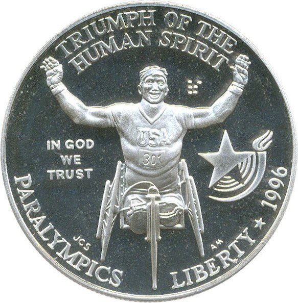 image for: 1996-P $1 PCGS Proof 69 DCameo (Paralympics Wheelchair)