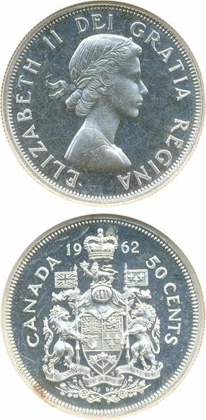 image for: Canada: 1962 50C NGC PL66 Cameo