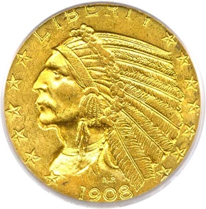 image for: 1908 $5 PCGS MS63 (Indian)