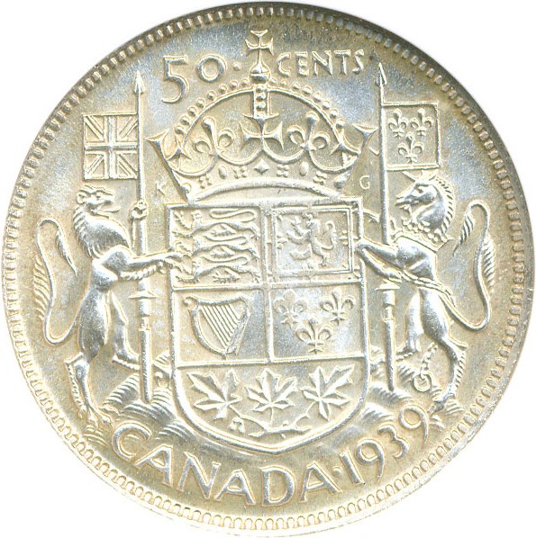 image for: Canada: 1939 50C NGC MS62