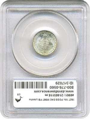 image for: 1927 10c PCGS/CAC MS67 FB ex: Joshua II Collection